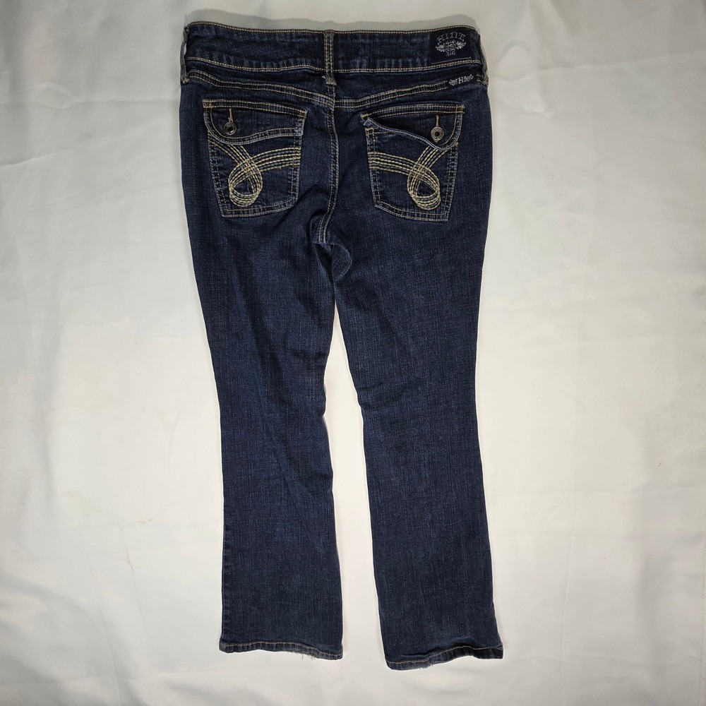 Hint Jeans Womens Size 9 Dark Wash Bootcut Embroidered Flap Pocket Denim Blue
